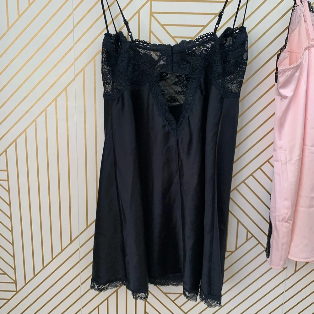 Victorias Secret Lace bra & trim Babydoll slip lot 36C M satin tease collection